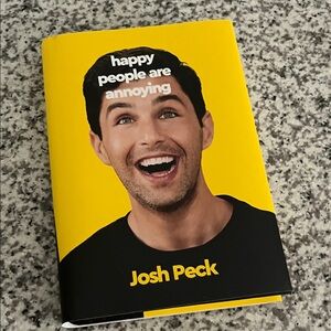Josh Peck "Happy People Are Annoying" Hardcover Book - Yellow & Black